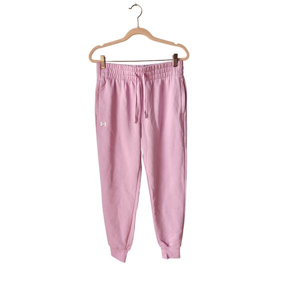 NWT Under Armour Women's Rival Fleece Joggers Pants Light Pink S - Picture 3 of 7